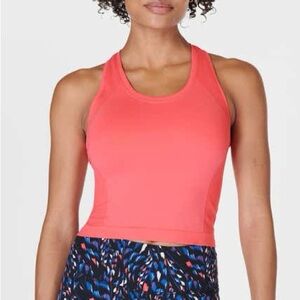 EUC ⭐️ Sweaty Betty Athlete Crop Seamless Tank Top in Coral Pink Size L Large